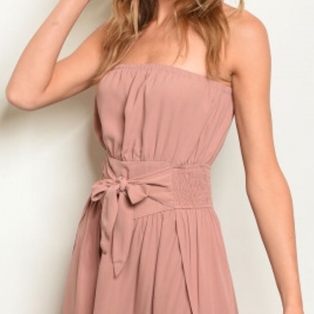 “FOUR SEASONS” MAUVE MAXI TUNIC DRESS TIE FRONT - Picture 2 of 5